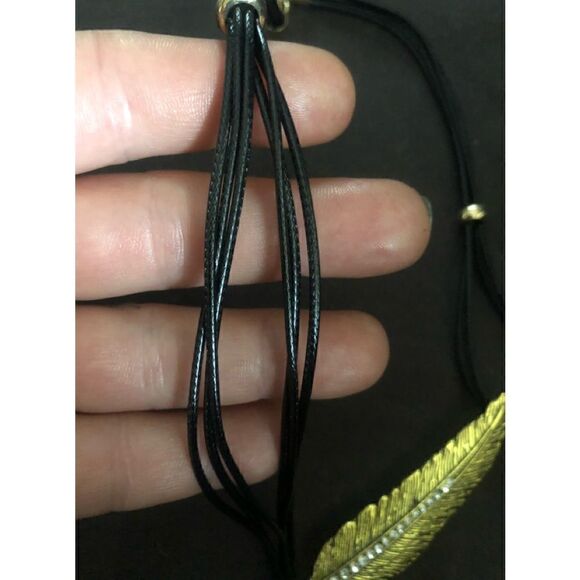 NWT StainlessSteel Feather Tree leaf Multi layer necklace , Adjustable - Picture 9 of 10